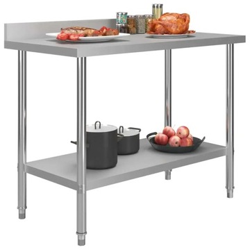 vidaXL Kuchenny stół roboczy z rantem, 120x60x93 cm, stal nierdzewna