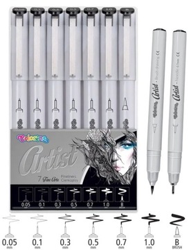 Профессиональные линеры для рисования, 7 размеров: от 0,05 до 1,0 мм и B.