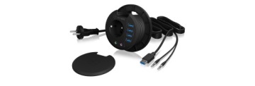 Настольный концентратор, установленный на столешнице 80 мм, 4xUSB 3.0, аудиовход/выход, контакт 220 В