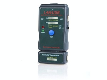 Диодный тестер для кабелей RJ4 5, RJ11, UTP, STP, USB AA/AB