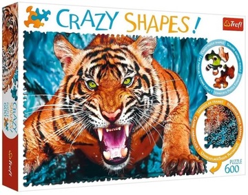 Puzzle 600 Crazy Shapes Oko w oko z tygrysem Trefl 11110