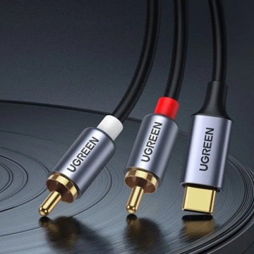 UGREEN CM451 Кабель USB-C — 2x RCA (тюльпан), 1,5 м (черный)