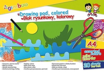 Blok rysunkowy A4 Gimboo 20K KOLOROWY