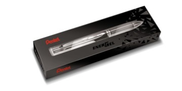 Ручка шариковая металлическая PENTEL BL407, черная с серебром, в подарочном футляре