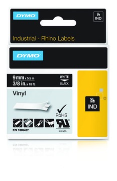 Dymo Rhino 1805437, 9мм х 5,5м, белый принт/белая подложка, оригинальная лента