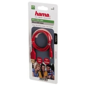 Кабель Hama micro-USB 2.0 0,75 м красный