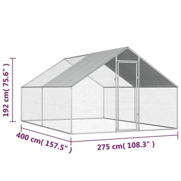Клетка для кур уличная, 2,75х4х1,92 м, сталь