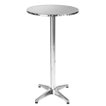 Stolik barowy stół bistro wysoki srebrny metal okrągły 60x60x110 zewnętrzny