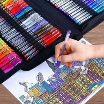 Цветные гелевые ручки в футляре 120 шт + 120 стержней.