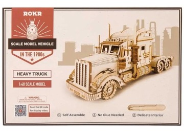 ROBOTIME DREWNIANY MODEL PUZZLE 3D CIĘŻARÓWKA AUTO HEAVY TRUCK DIY 286el.