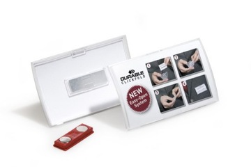 Персональный бейдж с магнитом Durable Click Fold 40х75мм прозрачный