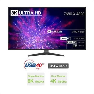 USB 4.0 Кабель USB-C — USB-C Thunderbolt 4 PD M/M, 80 см