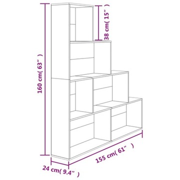 Полка VidaXL 155 x 24 x 160 см оттенки серого