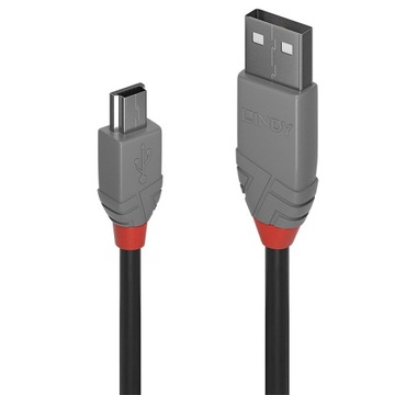 Lindy 36722 USB 2.0 A — линейный кабель Mini-B Anthra — 1 м