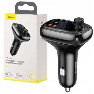 BASEUS TRANSMITER FM BLUETOOTH MP3 ŁADOWARKA SAMOCHODOWA QC 2X USB 1X USB-C