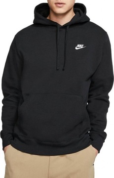 NIKE CZARNA BLUZA MĘSKA M CLUB FLEECE SPORTSWEAR Z KAPTUREM LOGO HAFT