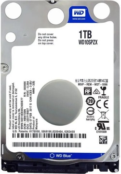 Жесткий диск WD Blue WD10SPZX (1 ТБ; 2,5 дюйма; 128 МБ; 5400 об/мин)