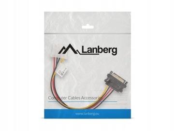 Кабель-адаптер Lanberg SATA блок питания(M) -> Molex(F) 0,15м