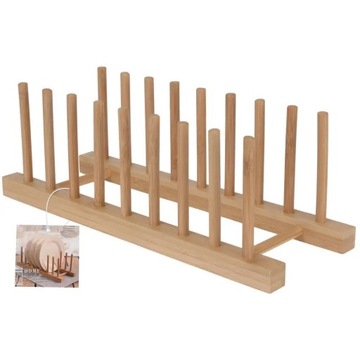 Бамбуковый органайзер для тарелок и подставка для крышек.