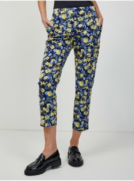 Żółto-niebieskie spodnie w kwiaty ORSAY
