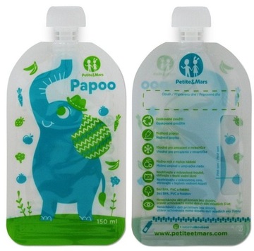 Многоразовые пакеты для еды Petite&Mars Papoo, 6 шт., слон