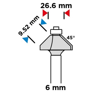 Frez kształtowy z łożyskiem 26.6x9.52 trzpień 6mm