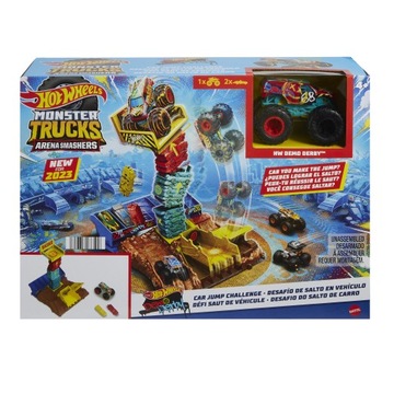 HOT WHEELS ZESTAW MONSTER TRUCKS ARENA SMASHERS DEMO DERBY + 3 AUTA HNB94