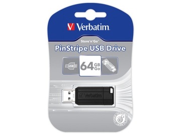 Флеш-накопитель Verbatim PinStripe USB 2.0 емкостью 64 ГБ