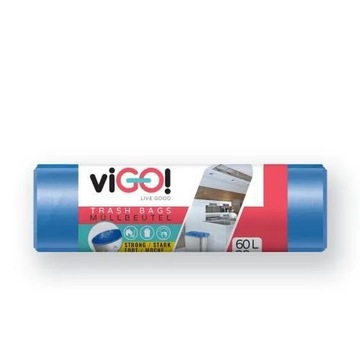 Worki na śmieci viGO! niebieskie 60 l 28 sztuk