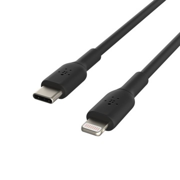 Кабель BELKIN PVC USB-C — Lightning, 1 м, черный