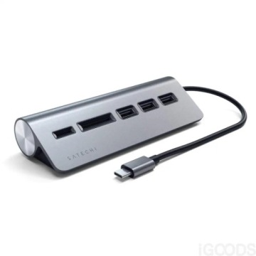 Satechi Aluminium — концентратор USB-C (устройство чтения карт micro/SD, 3 порта USB-A) (пространство