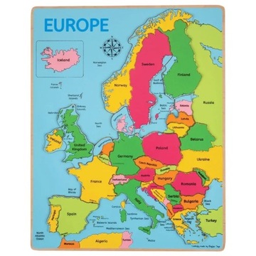 Puzzle dla dzieci drewniane Mapa Europy Bigjigs Toys angielska 25 el.