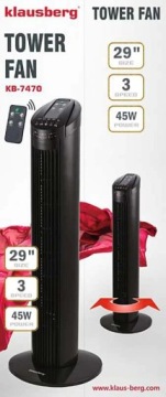 НАПОЛЬНЫЙ КОЛОННЫЙ ВЕНТИЛЯТОР С ДИСТАНЦИОННЫМ УПРАВЛЕНИЕМ KLAUSBERG KB-7470
