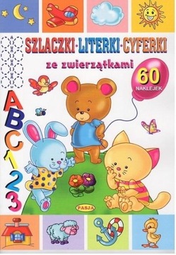 Szlaczki, literki, cyferki ze zwierzątkami. Książeczka z naklejkami.