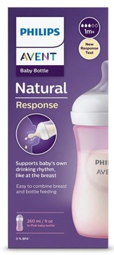 Natural Response SCY903/11 бутылочка 260 мл AVENT розовый 1м+ для молока