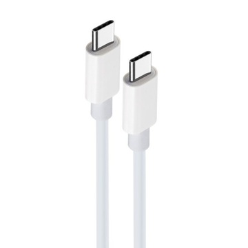 SZYBKI KABEL DWUSTRONNY USB-C - USB-C 1m 80W PRZESYŁ DANYCH PD QC 3.0 BIAŁY