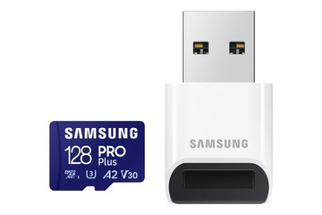 SAMSUNG 128 ГБ, Карта MicroSD PRO Plus с адаптером SD, синий | Samsung