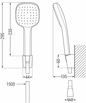 ДУШЕВОЙ НАБОР MEXEN HANDSET R-33 ЧЕРНЫЙ ШЛАНГ