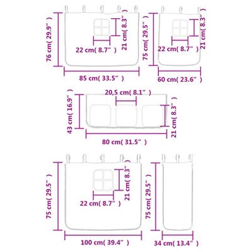 vidaXL Детская кровать-мезонин Синие шторы 90x200 см 320696