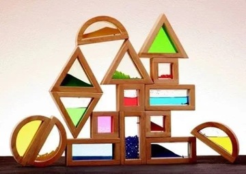 Красочные деревянные сенсорные блоки с окошками, 16 элементов - для детей