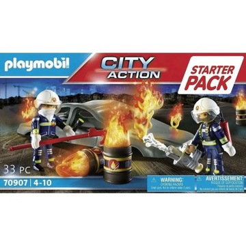PLAYMOBIL 70907 - Ćwiczenia straży pożarnej - 2x Strażak, spalony wrak