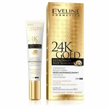 EVELINE 24K Gold krem pod oczy i na powieki FILTROWANY ŚLUZ ŚLIMAKA