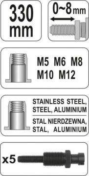Ручной клепальный станок M5-M12 330 мм YATO