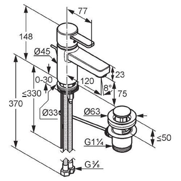 KLUDI ZENTA XL отдельностоящий смеситель для умывальника, черный