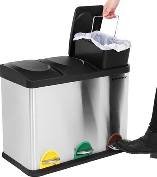 SONGMICS Контейнер для сортировки мусора 3x15л, серебристый
