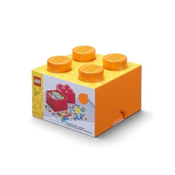 LEGO POJEMNIK 25CM KLOCEK 4 PUDEŁKO POMARAŃCZOWY