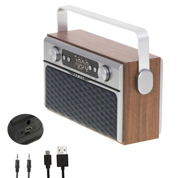 RADIO KUCHENNE PRZENOŚNE RETRO STYL DREWNIANE BLUETOOTH USB FM SD AUX CAMRY