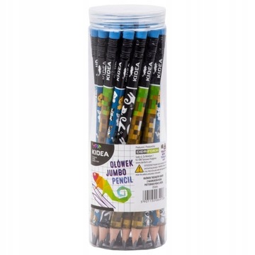 ТРЕУГОЛЬНЫЙ КАРАНДАШ KIDEA HB JUMBO С ПРИНТОМ MIX