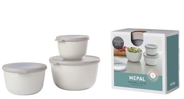 НАБОР ИЗ 3 БЕЛЫХ МЕПАЛЬНЫХ ЧАШ CIRQULA С КРЫШКОЙ