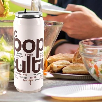 Kubek termiczny stalowy puszka music podwójne ścianki gorąca herbata 0,5l